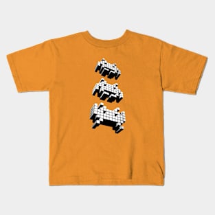 3D Invaders Crab Alien Monochrome Kids T-Shirt